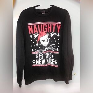 Nightmare Before Christmas Sweatshirt Mens XL Black Naughty Is The New N…